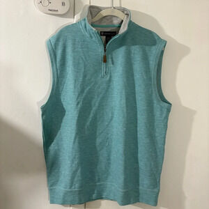 Oxford Golf Vest Mens L Blue 1/4 Zip Pullover Cotton Blend Outdoor Casual Preppy